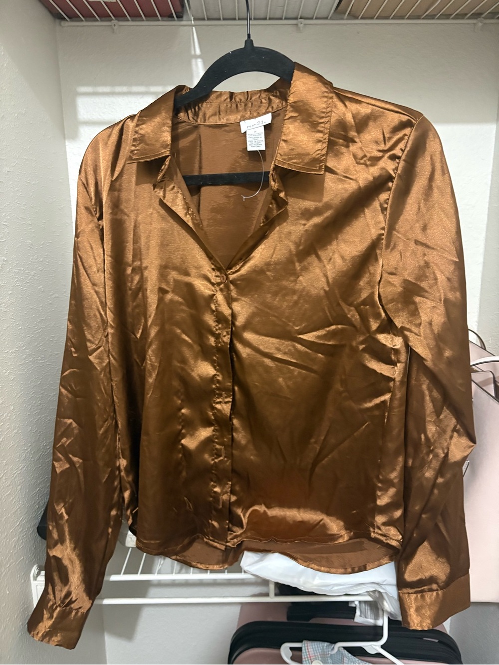 Rue21 Copper Satin Button-Down Shirt